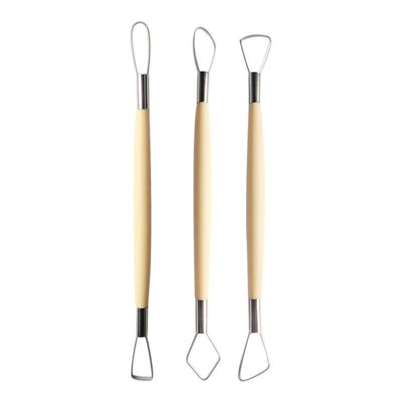 Children's 3-Piece Double-Ended Stainless Steel Clay Sculpting Tools Set