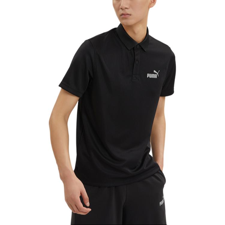 PUMA Polo Shirts Men's Black Polo Collar Moderate Straight Fit 671927-01