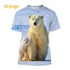Full Print Animal Polar Bear Graphic T-Shirt For Men Summer Short Sleeve Oversized T Shirt Kids Tees Tops Clothes
