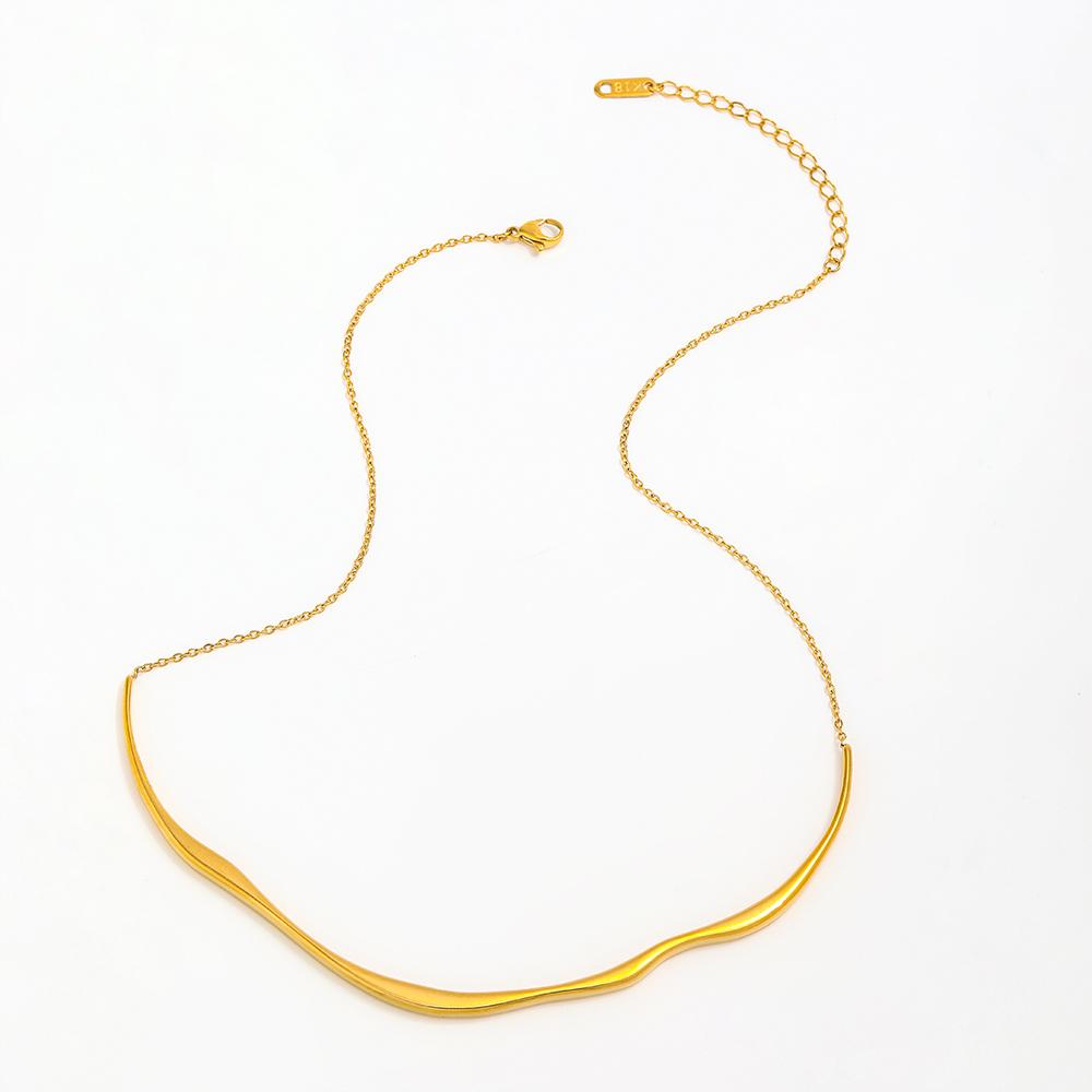 Fenny 18K PVD Plated Non Tarnish Fashion Designer Irregular Tube Pendant Choker Chain Necklace Stainless Steel Jewelry