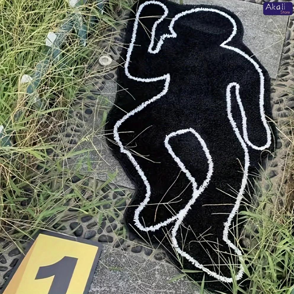 Black Creative Humanoid Area Rug Bathroom Non-slip Floor Mat Exquisite Bedside Cushions Bedroom Living Room Decoration