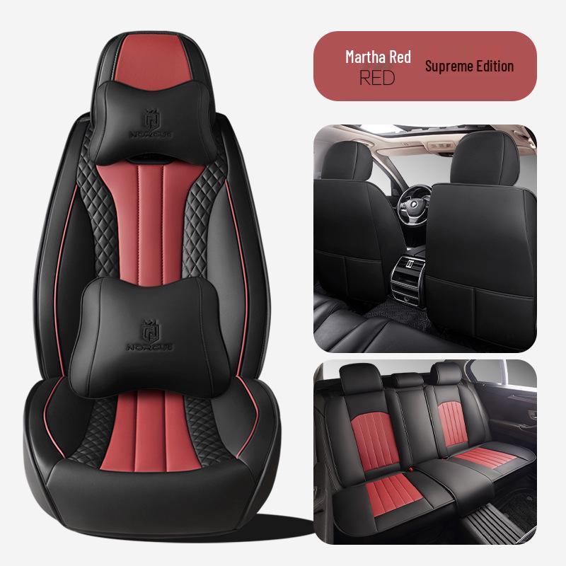 2024 Universal Full Surround Leather Car Seat Cushion Mat - All-Season Fit for Small Cars