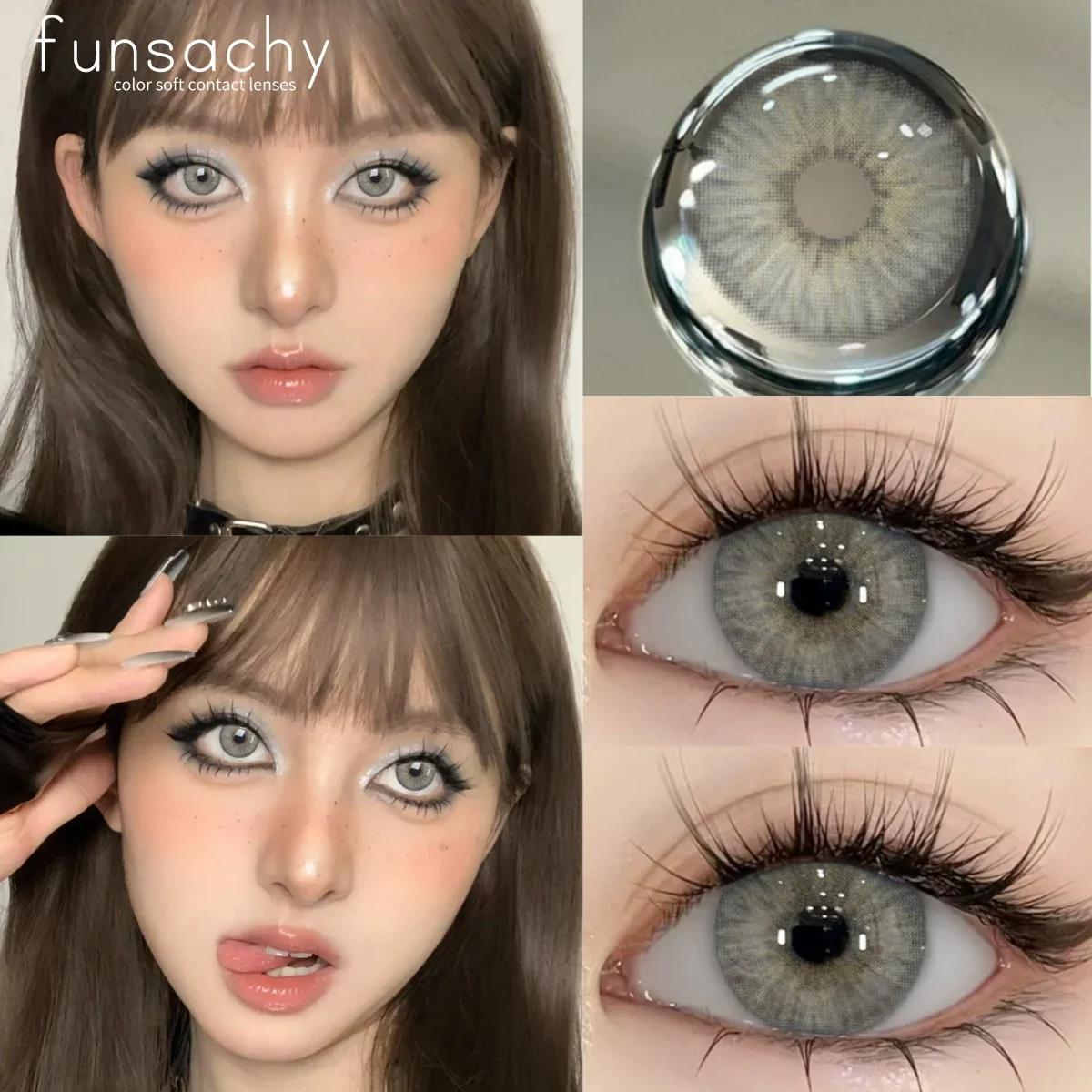 

FUNSACHY 2024 Новые цветные контактные линзы 1 пара для летнего использования Зеленые линзы для глаз Синие большие глаза Контакты Макияж Косметика Красота Ученики