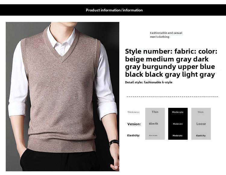 Woodpecker Men's V-neck Knitted Sleeveless Vest for Autumn and Winter