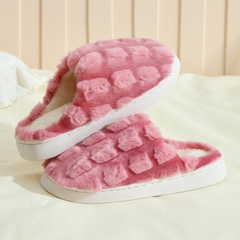 New Cross Plush Cotton Slippers Women's Autumn and Winter Non-slip Indoor Home Thick Bottom Warm Cotton Drag Men's
