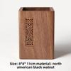 1pcs Solid Wood Multifunctional Pen Holder - Retro Desktop Organizer with Engraving Office Storage Box for Pencils Phone Stand