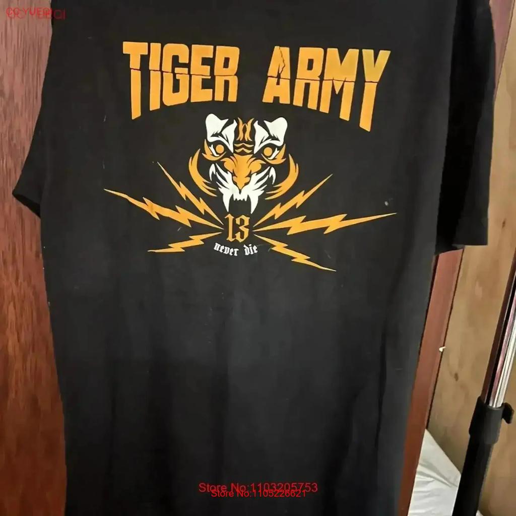 Tiger Army Never Die Black Cotton T Shirt Full Size S 5xl Vintage Comfortable Casual Soft Versatile Graphic Streetwear
