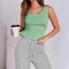 Women's Ribbed Tank Top Sleeveless Colour Knit U Neck Sweatshirt Summer Casual Tank Top