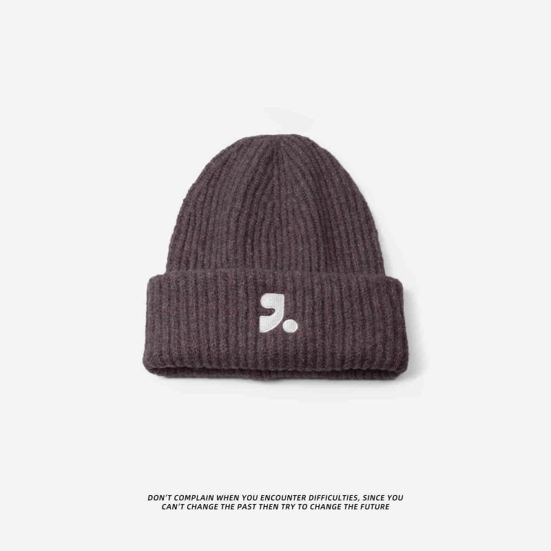 

Hat men s autumn and winter big head circumference wool hat large size ear protection warm knitted hat women loose and small face elastic (53-59cm) темно-коричневого кольору