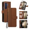 Flip Leather Wrist Strap Phone Case for Samsung Galaxy Z Fold 8 Ultra 7 6 5 4 3 Fold7 Wallet with Card Holder Protective Cover