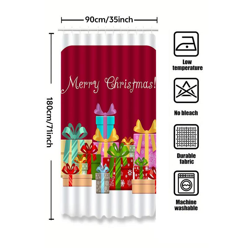 Tu Shower Curtain Christmas Trees Snowflake Winter Holiday Festive Bathroom Decor Holiday Gift Xmas Pattern Home Decoration Fest