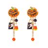 1 Pair Halloween Earrings Pumpkin Ghost Spider Charm Drop Earrings Women Hook Earrings Spooky Jewelry