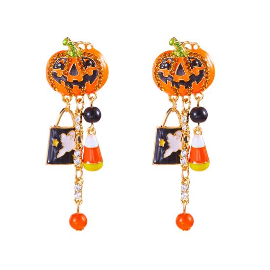 1 Pair Halloween Earrings Pumpkin Ghost Spider Charm Drop Earrings Women Hook Earrings Spooky Jewelry