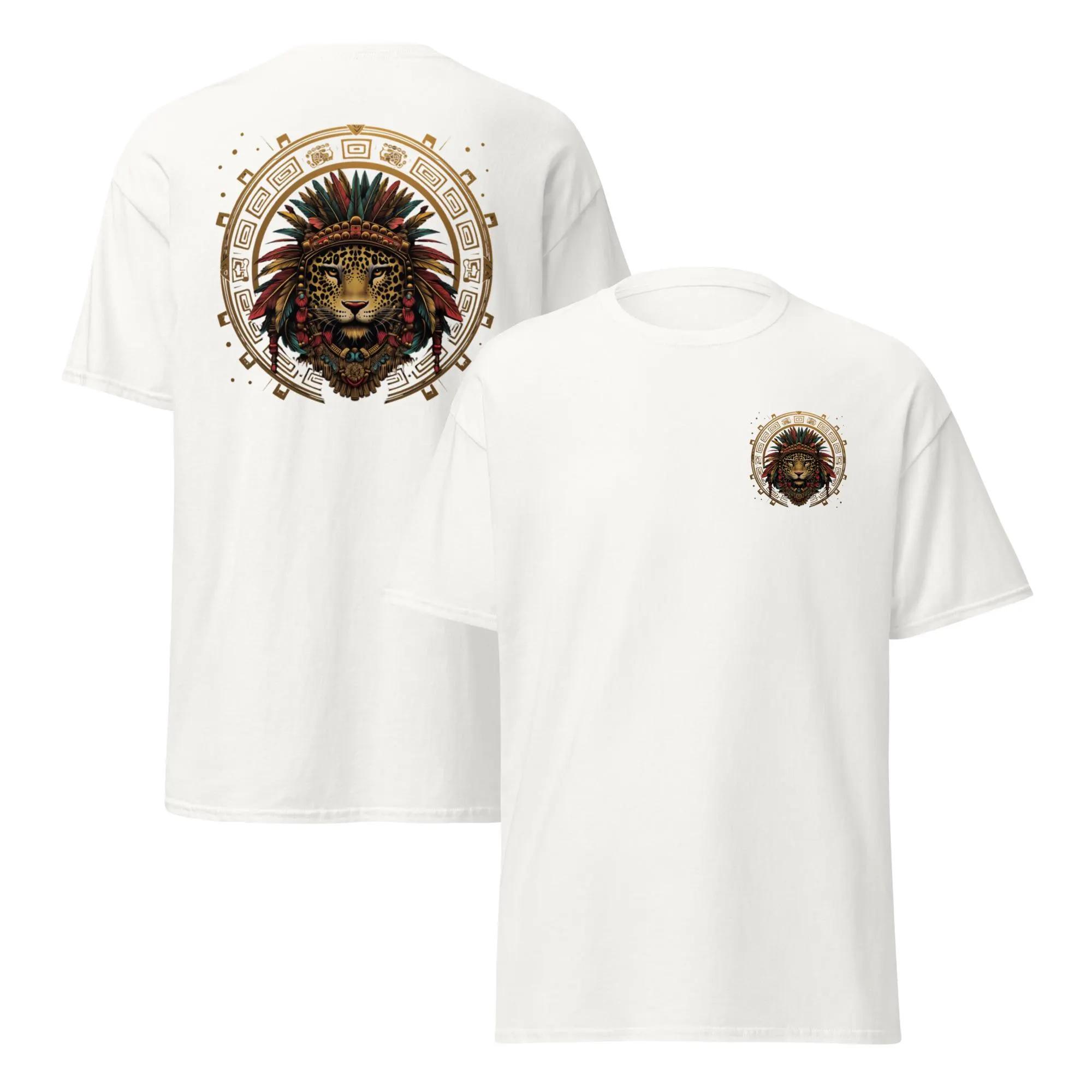 Aztec Jaguar Warrior TShirt Tribal Jaguar Headdress Design Ancient Aztec Animal Graphic Tee Bold Warrior Spirit Shirt L