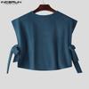 INCERUN Summer Men Sleeveless Side Lace Up Furry Tank Tops Crop Vest
