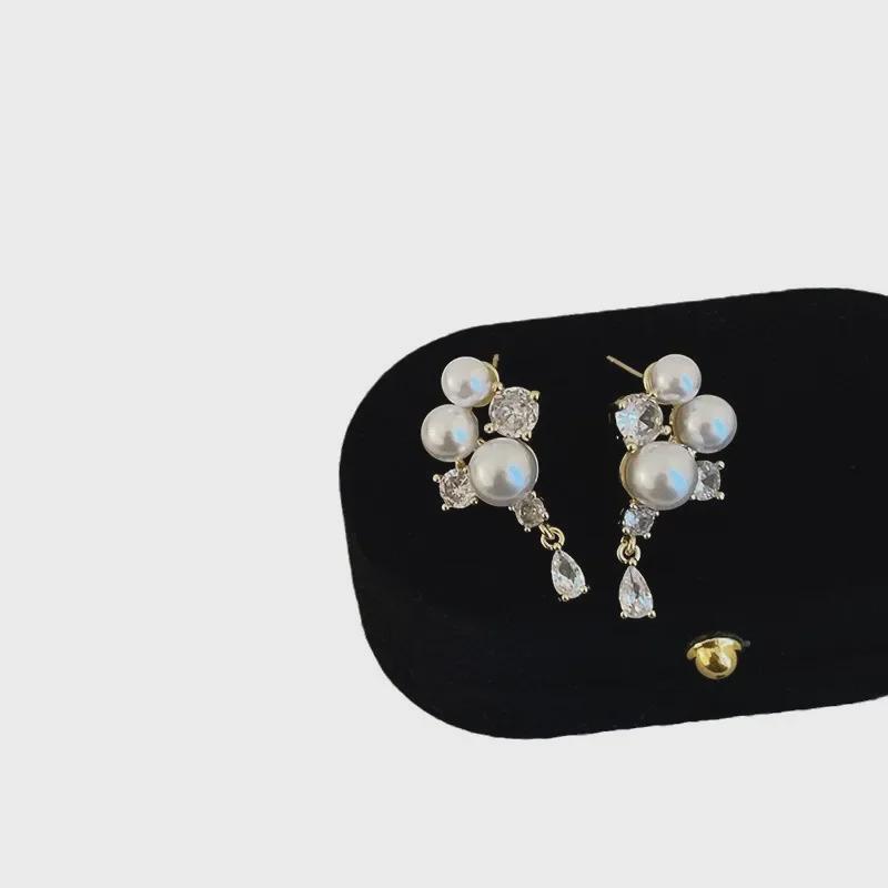 French Retro Pearl Zircon Earrings: Unique, Luxury, All-Match Fashion for Women
