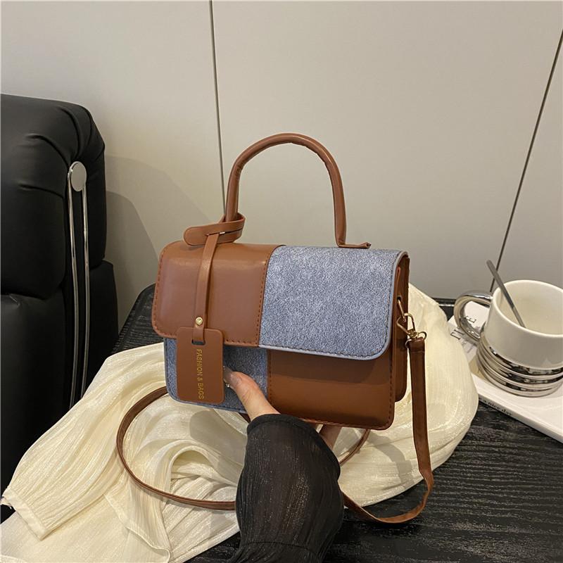 Fashion Splicing Texture Small Square Bag for Women Trendy Shoulder Crossbody Handbag KTB