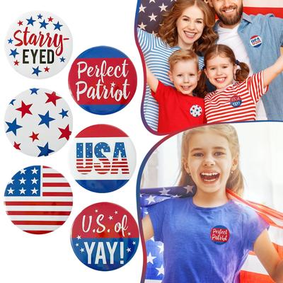 American Flag Pin,Independence Day USA Flag Lapel Pins Patriotic Round Brooch Pins Gifts For Veterans Day Independence Day Pins Decor