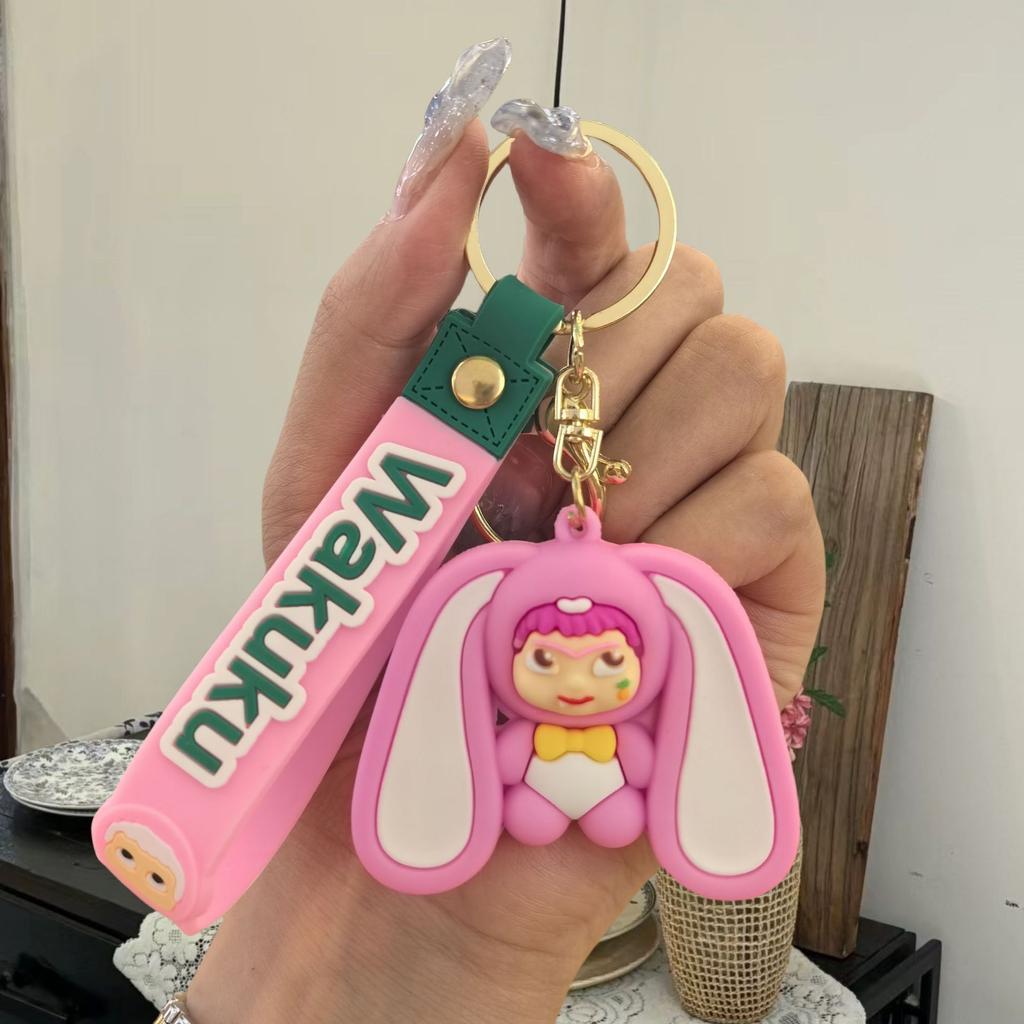 New Cartoon Wokuku Keychain Soft Rubber 3D Doll Pendant Bag Pendant Small Gift