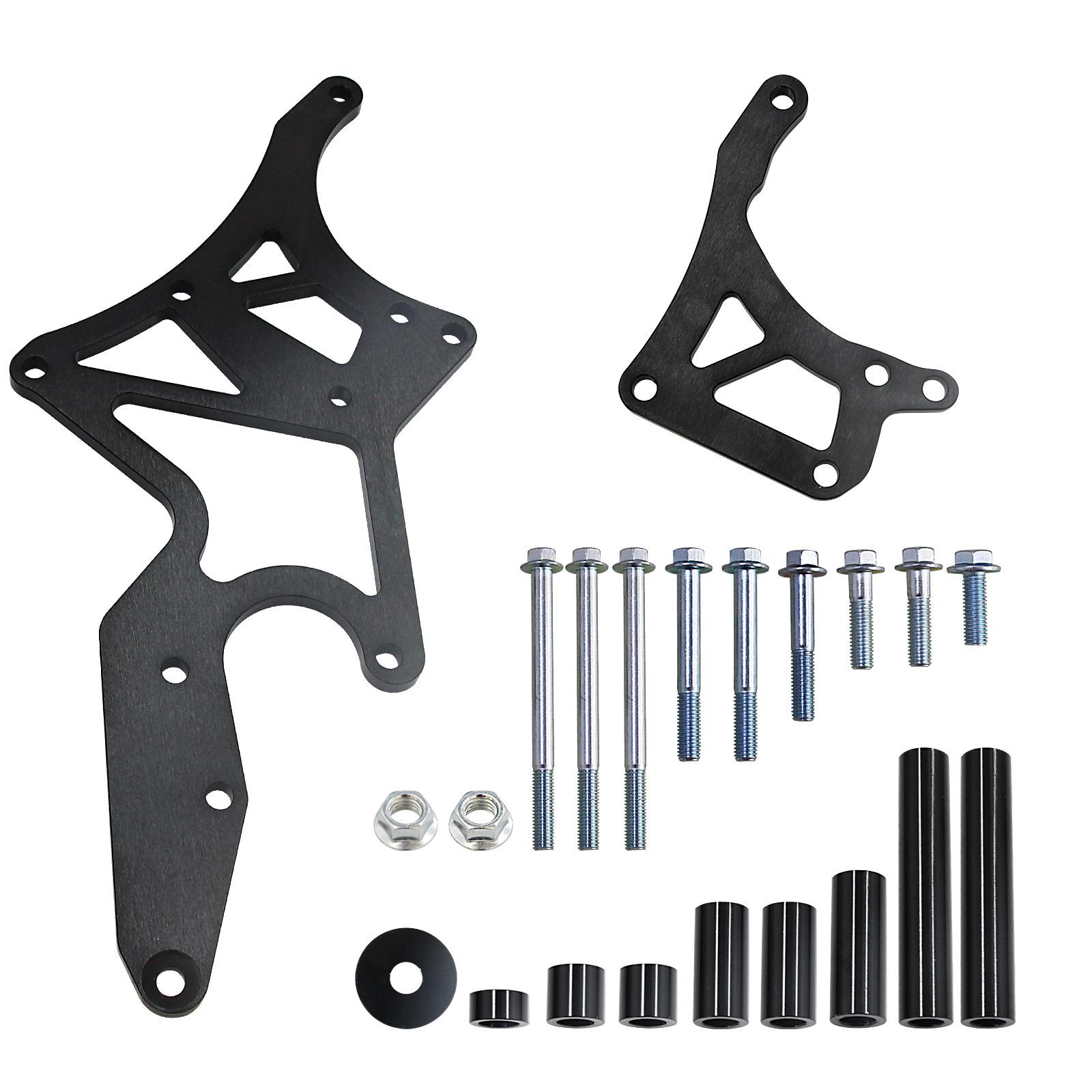 For LS Engine Serpentine Bracket Kit Alternator/Power Steering Pump Interchangeable Conversion 6061 Aluminum Alloy чёрный
