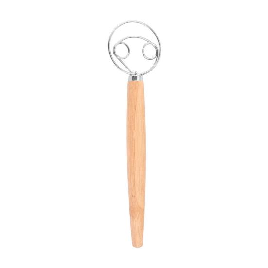 

Wood Mixing Stick 13-Inch Double/Single Loop Whisk for Eggs Flour & Dough Blending Handcrafted Kitchen Utensil for Baking & Cooking B