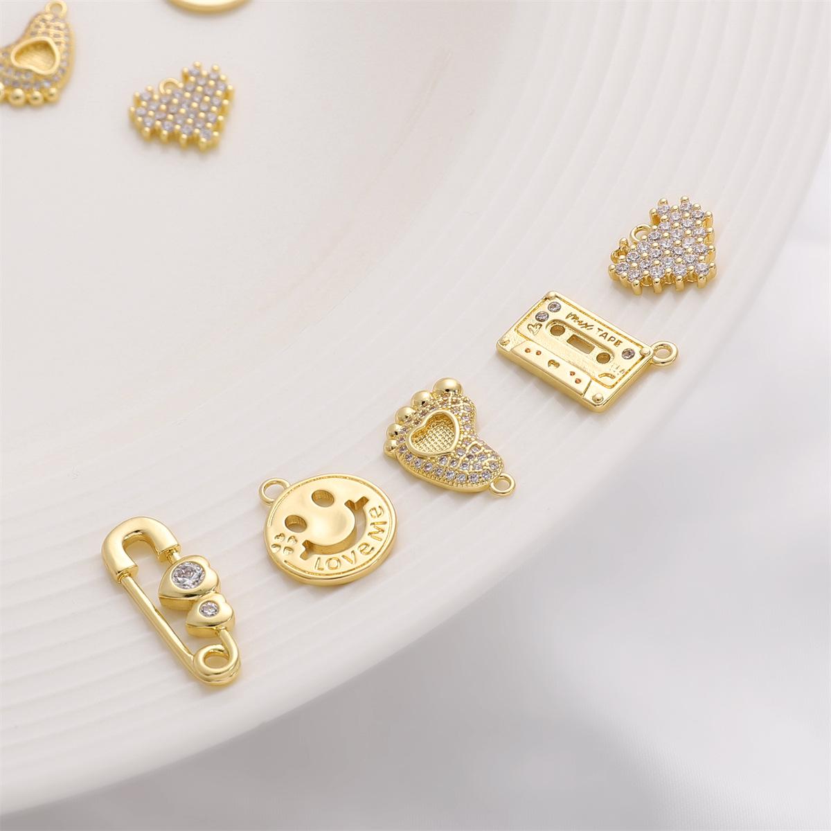 

Подвеска-шарм из меди с покрытием из золота 14 карат, микропаве, для DIY: Браслеты, ожерелья, серьги Cassette 11x16mm Hole ~1mm