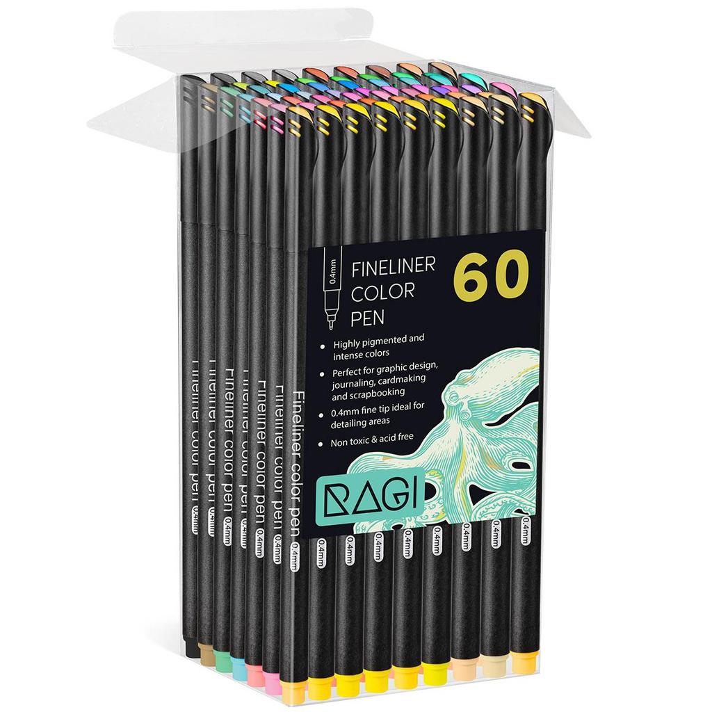 Fine Point Pens Set Fineliner 60 Colours Drawing Pens 0.38 - 0.4mm