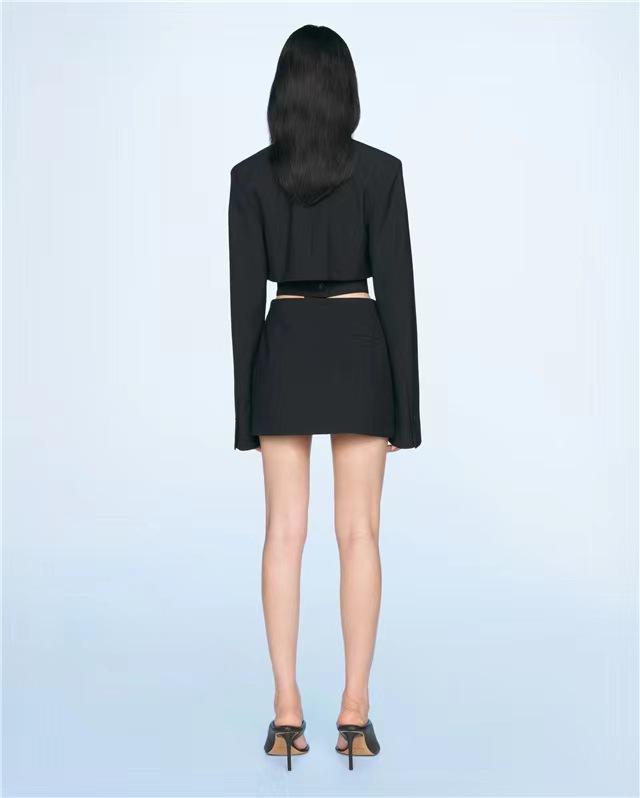 Elegant Designer Hollowed-Out Waist Slim-Fit One-Button Little Black Suit Dress