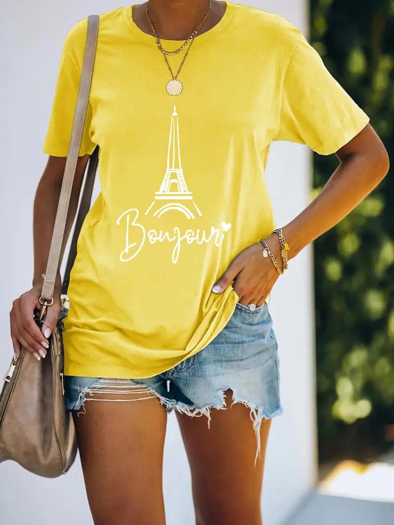 2024 Women's European & American Short-Sleeved Printed Tops