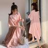 Korean Style Summer Maternity Dress Set - Long, Plus Size & Trendy for Hot Moms