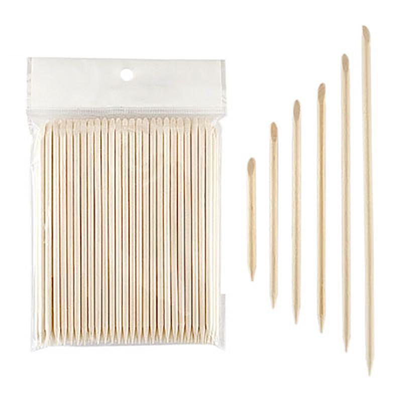 100Pcs Wooden Cuticle Pusher Remover Nail Art Design Orange Wood Sticks Tools