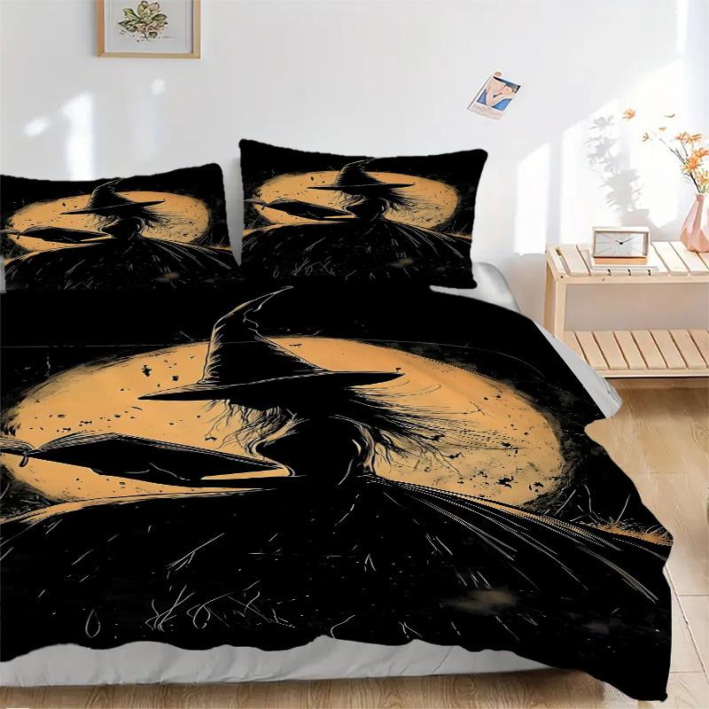 3pc Witchcraft Moonlight Cover Set - 1 Quilt Cover + 2 Pillowcases, All Seasons Bedroom Setting, Perfect for Home047