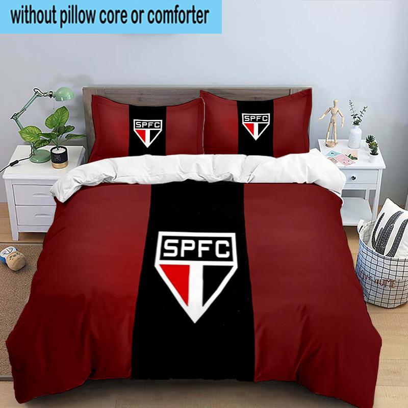 3PCS Sao Paulo Fc Crest Printed Bedding Set, Includes A Duvet Cover and Two Pillowcases for Bedroom, Suitable for All Seasons