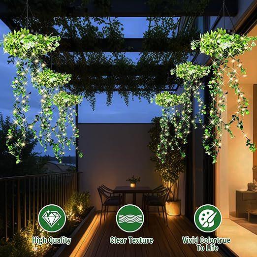 Solar Powered Outdoor Artificial Plant Ivy Lamp Waterproof Hanging Plant Garden Balcony Decoration Landscape Decoration Lamp