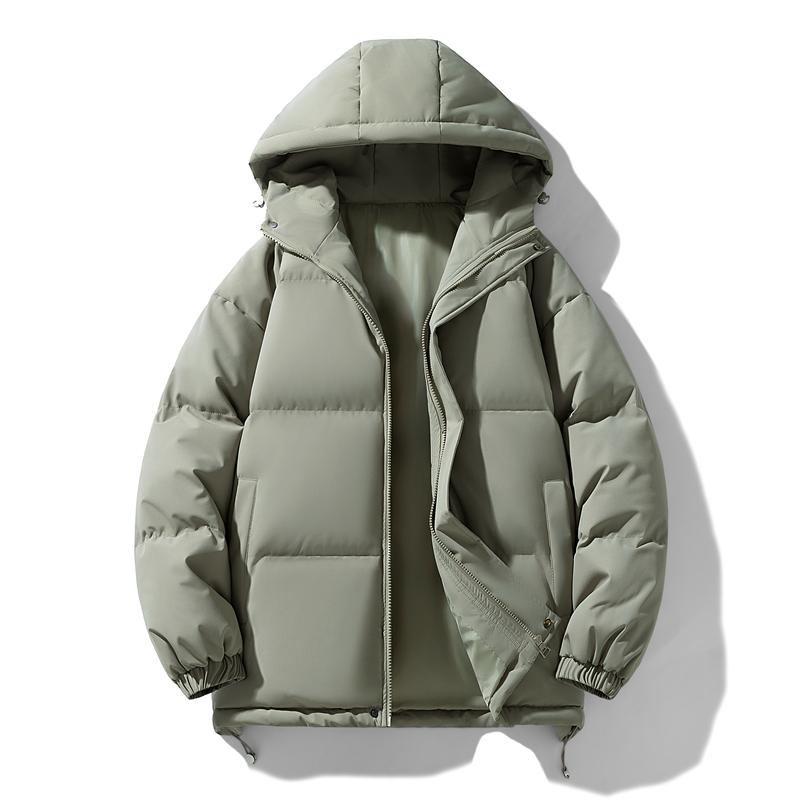 

Men s Winter Thick Hooded Jacket - Warm Padded Coat, Youth Fashion Loose Fit Windproof Parka Outerwear M