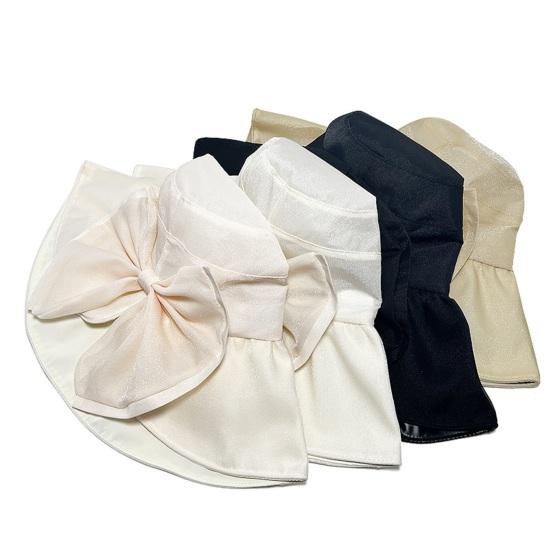 Fisherman Hat Three-Dimensional Large Bow Mesh Fabric Full Face Sun Protection Hat