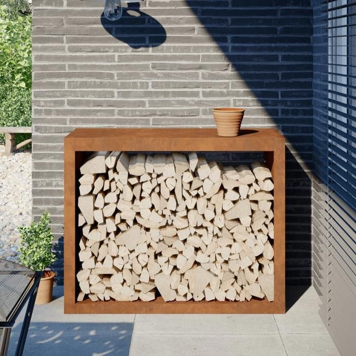 VidaXL Portant de bois de chauffage 100x40x80 cm acier résistant aux intempéries, magasin de bûches, porte-bûches de 850981