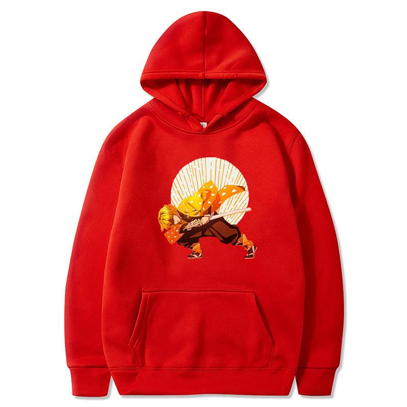 

Demon Slayer Agatsuma Zenitsu Prints Hoodie hip hop Loose Hoody Casual Fleece Sweatshirt Harajuku Crewneck Tops Hoodies 3XL