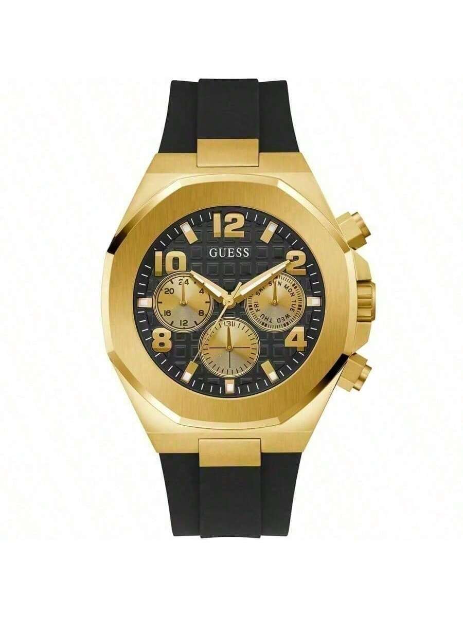 Guess Men's Gold Quartz Watch Suitable Made Of Stainless Steel. Synthetic Glass Surface. With Calendar, Day Of The Week And Compass Functions.gw0583g2