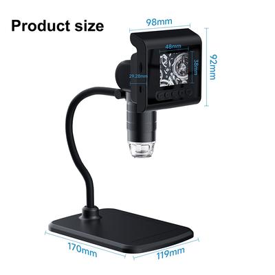 Mikroskop cyfrowy o wysokiej rozdzielczości 1080P z 2,4-calowym kolorowym ekranem LCD, ciągłym zoomem 1-1000x,