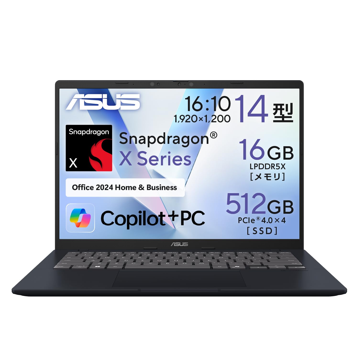 

ASUS Vivobook 14 X1407QA Qualcomm Snapdragon X 16GB 512GB MS Office Windows Battery Charging AI Quiet 14-inch Laptop, X1-26-100 Processor, Memory,