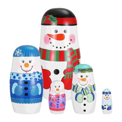 Children Toy Nesting Dolls Russian Matryoshka Stack Christmas Gift Wooden Snowman