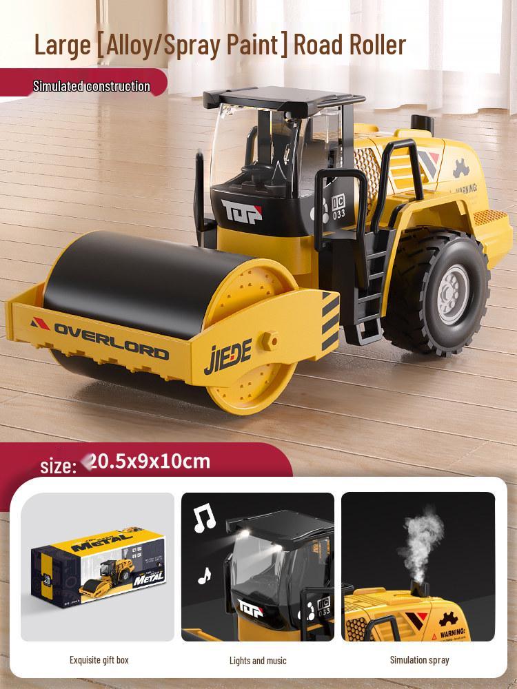 Extra Large Alloy Engineering Toy: Roller, Excavator, Bulldozer, Loader for Boys Aged 2-3 Years