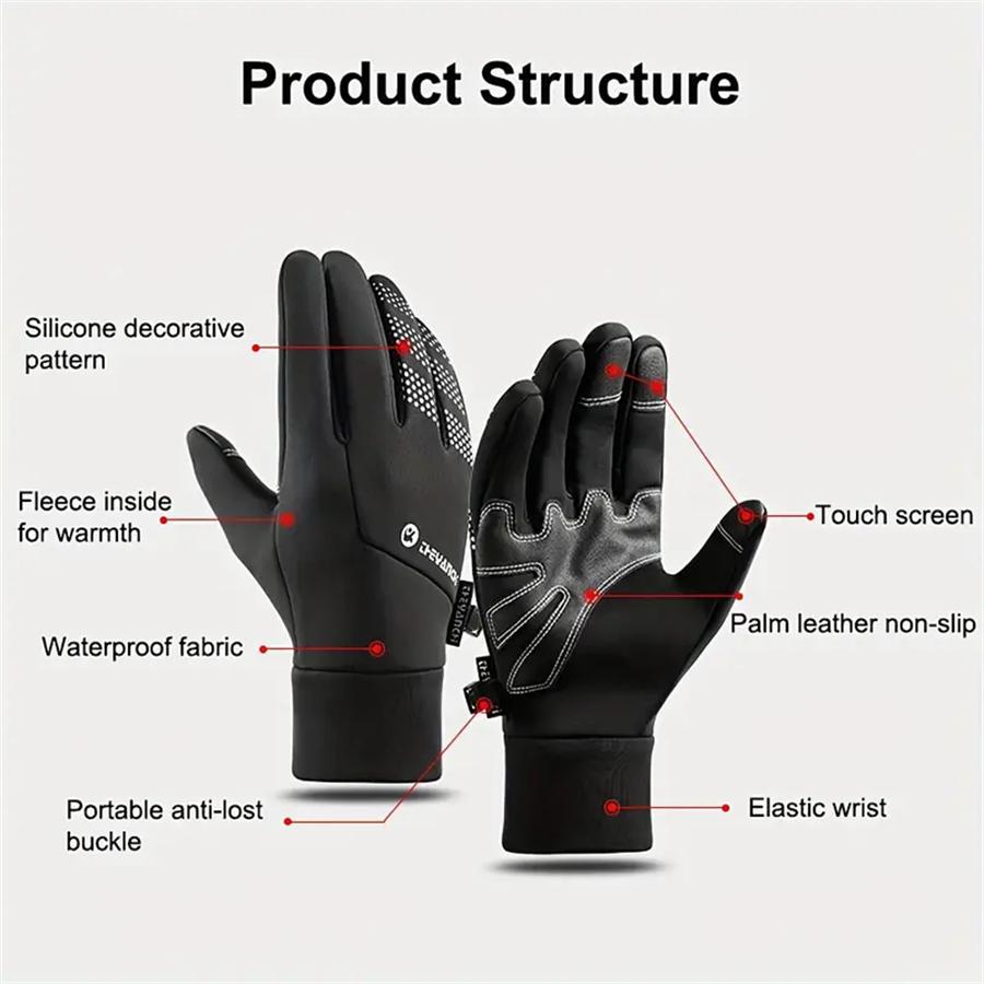 Waterproof Winter Thermal Gloves, Touchscreen Anti-Slip Windproof Gloves for Outdoor Sports