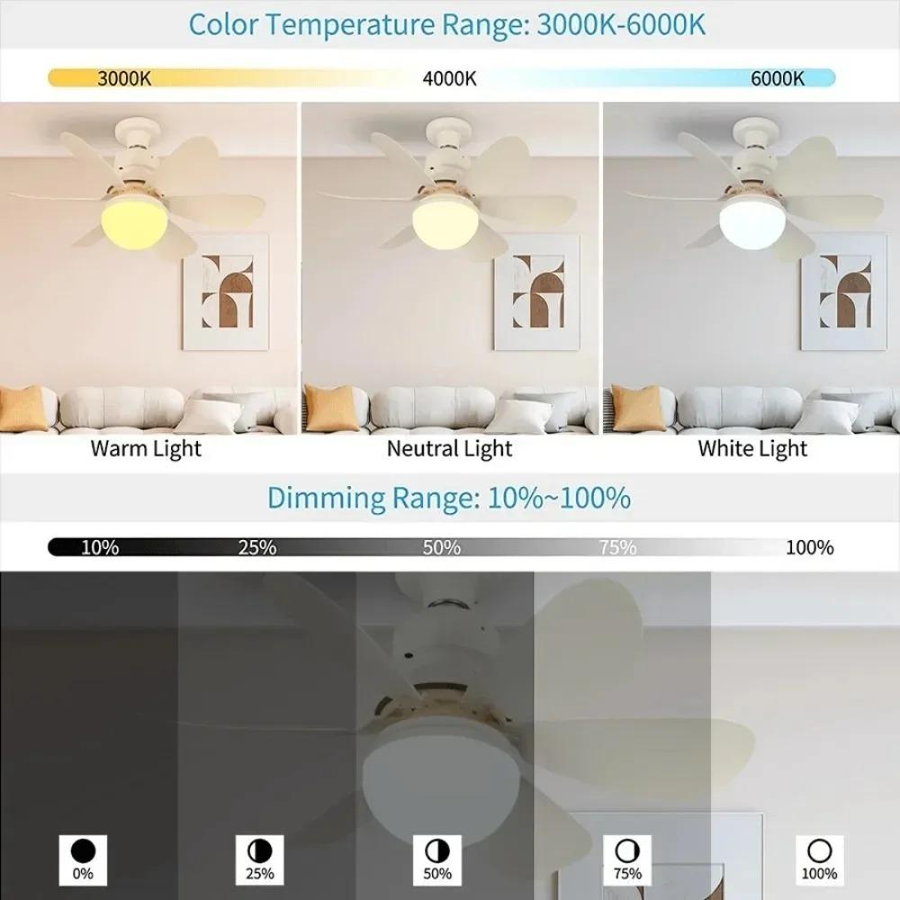 Nordic Led Ceiling Fan Light  Modern Minimalist Durable 6 Blades 30W Remote Silent Cool Wind Household Living Room Dining Room