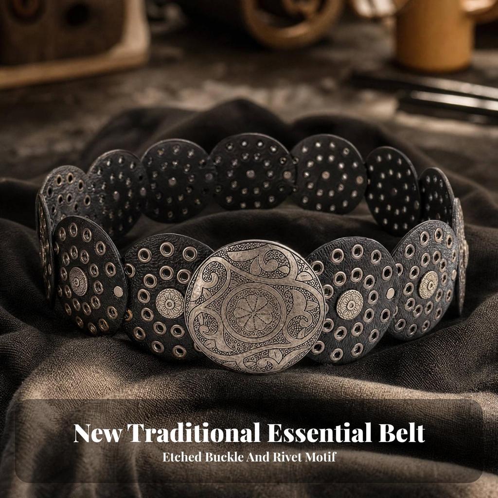 Faux Leather Belt Grunge with Ornamental Buckle Goth for Festivals
