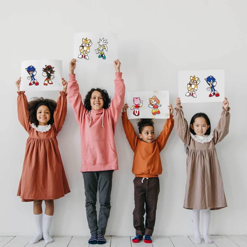 Adorable Sonic The Hedgehog Kids Anime Puzzle Interactive Sticker Diy Craft Set