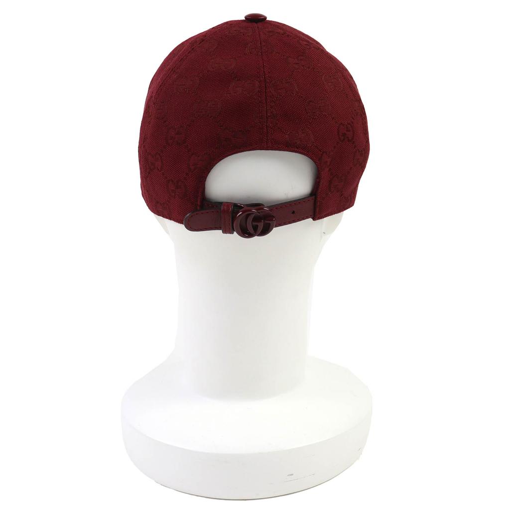 Excellent GUCCI GG Monogram Canvas and Leather Baseball Cap Bordeaux L 833272 Used