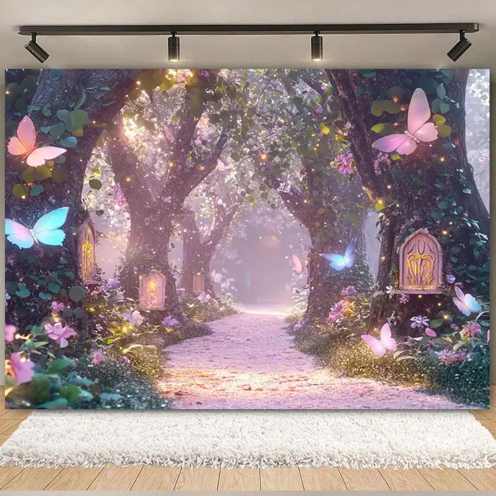 Fairy Tale Enchanted Forest Backdrop Photography Wonderland Dreamy Jungle Mushroom Baby Birthday Party Backgrounds Decor Prop