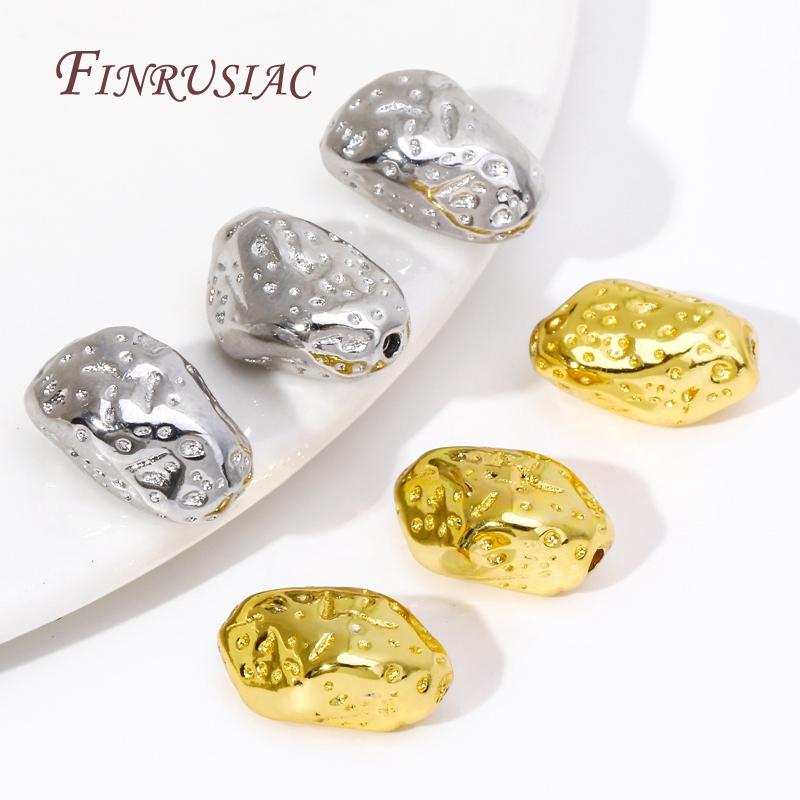 18K Gold Plated Metal Beads For Jewelry Making,Irregular Bracelet Necklace Spacer Beads,Bulk Jewellery Making Beads